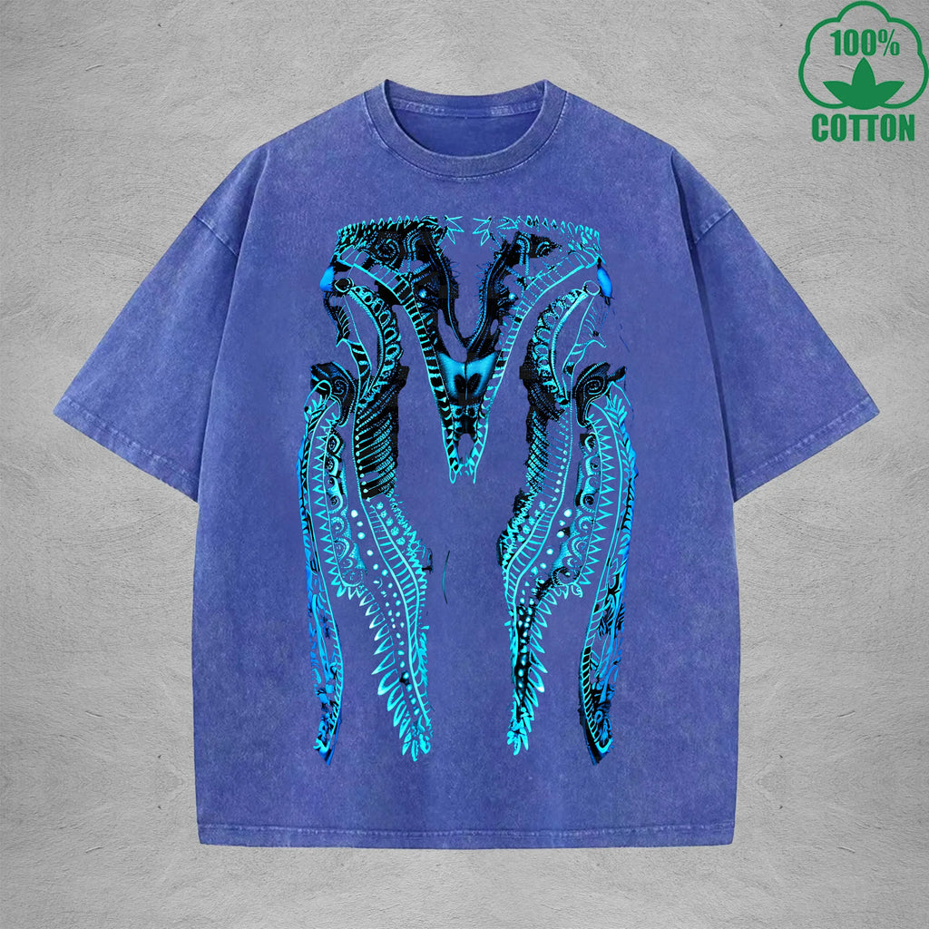 Mystic Totem American Retro 230G Washed T-Shirt Available in Multiple Colors Fashionable Pure Cotton Short Sleeve