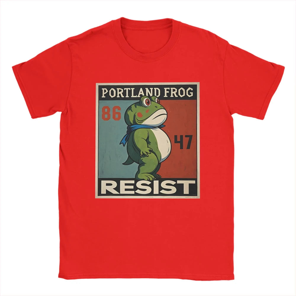 Men Women T-Shirts Resist Frogs Portland Frog Stand Strong No Kings in America Since 1776 Cotton Tee Shirt Short Sleeve T Shirts