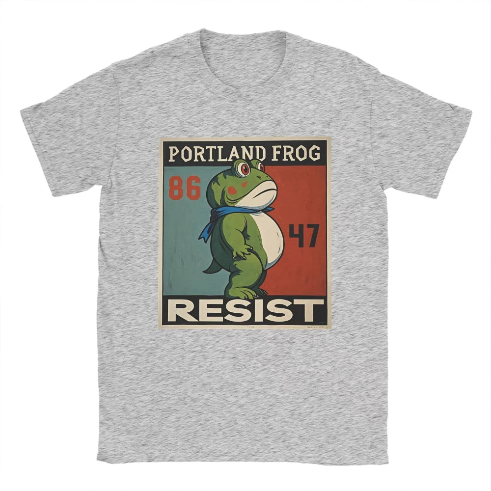 Men Women T-Shirts Resist Frogs Portland Frog Stand Strong No Kings in America Since 1776 Cotton Tee Shirt Short Sleeve T Shirts