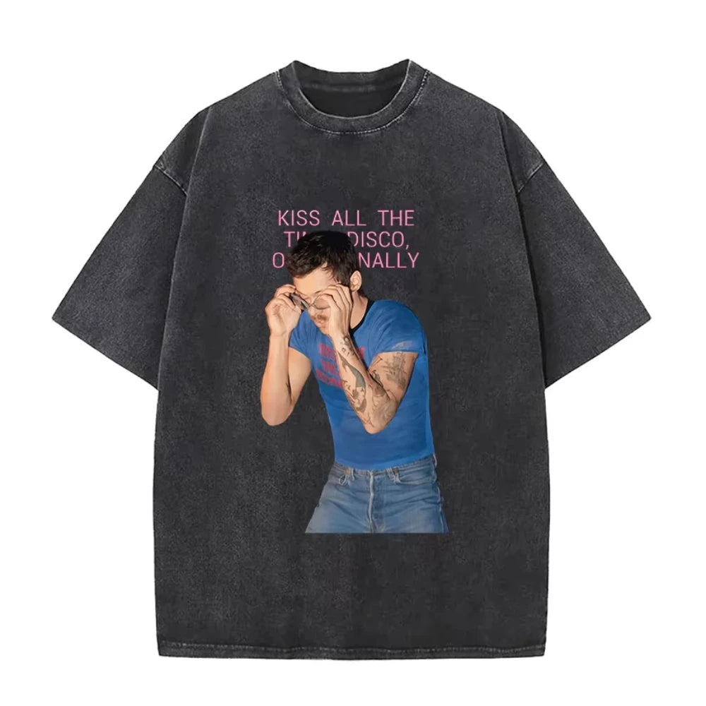 Harry Styles "Together" Tour 2026 Vintage Washed T-Shirt Men Women Pop Music Fashion Oversized Cotton Graphic TShirts Streetwear