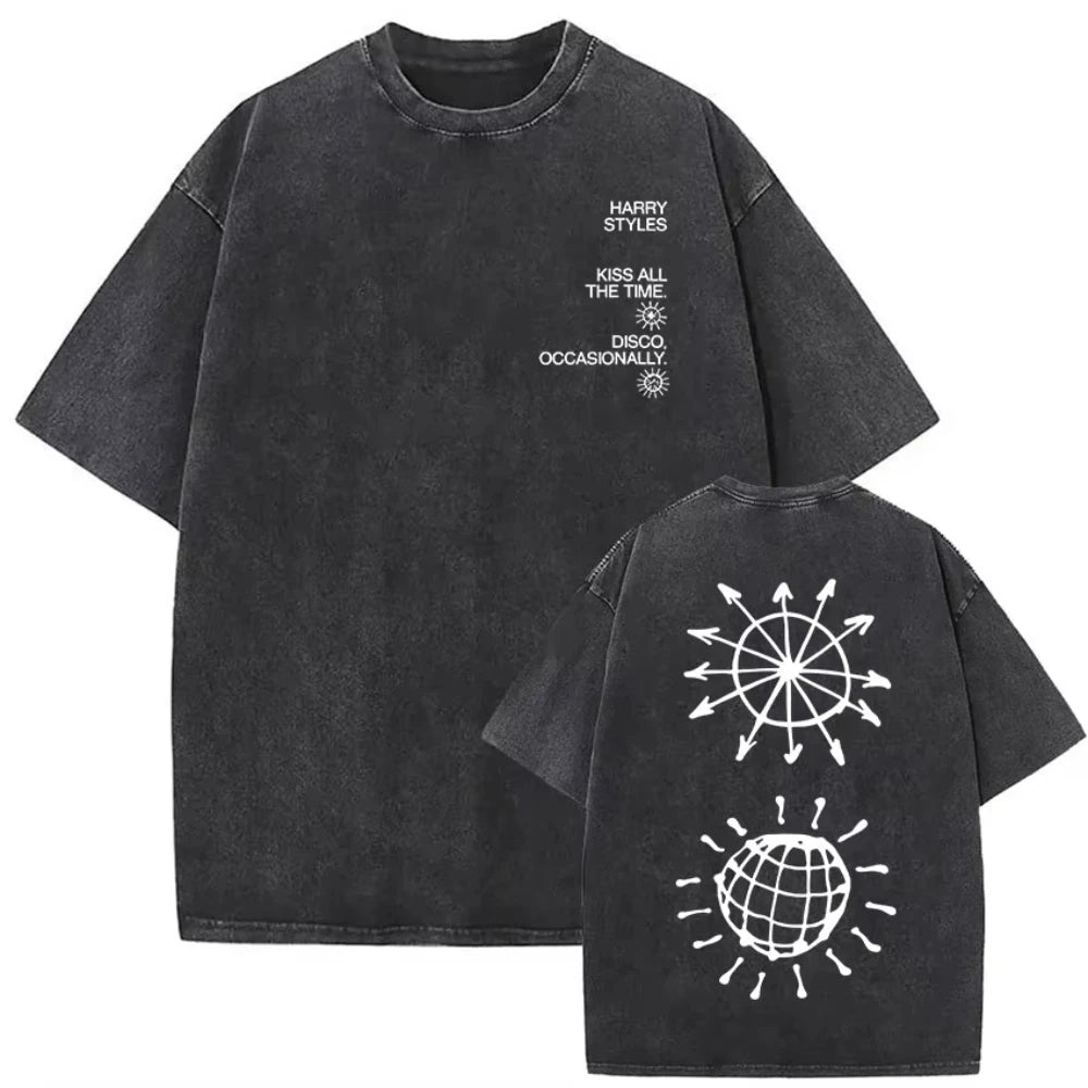 Harry Styles "Together" Tour 2026 Vintage Washed T-Shirt Men Women Pop Music Fashion Oversized Cotton Graphic TShirts Streetwear
