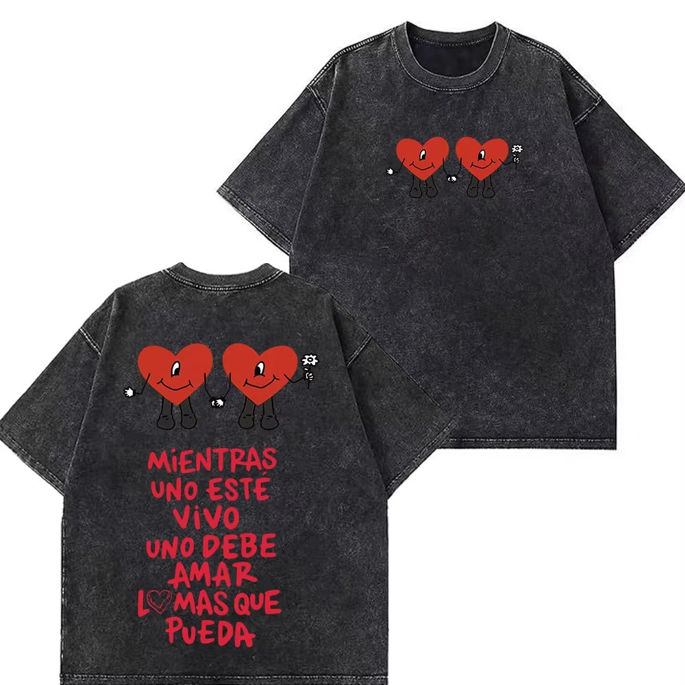 Rapper Bad Bunny Tour 2026 Debi Tirar Mas Fotos DTMF Merch Vintage Washed Tee Men's Women Fashion T Shirt Cotton Casual T-shirts