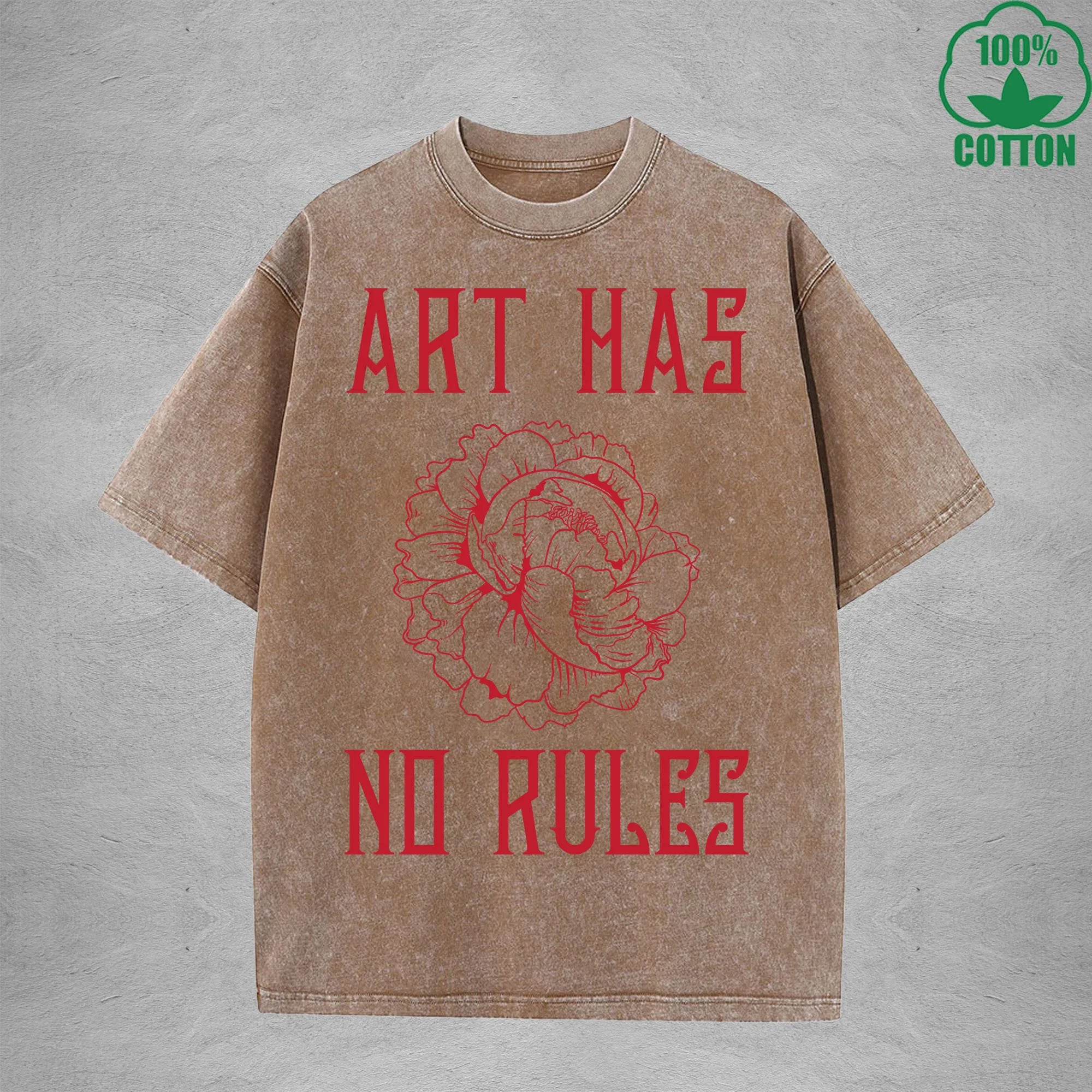 ART HAS NO RULES American Retro 230G Washed T-Shirt Available in Multiple Colors Fashionable Pure Cotton Short Sleeve