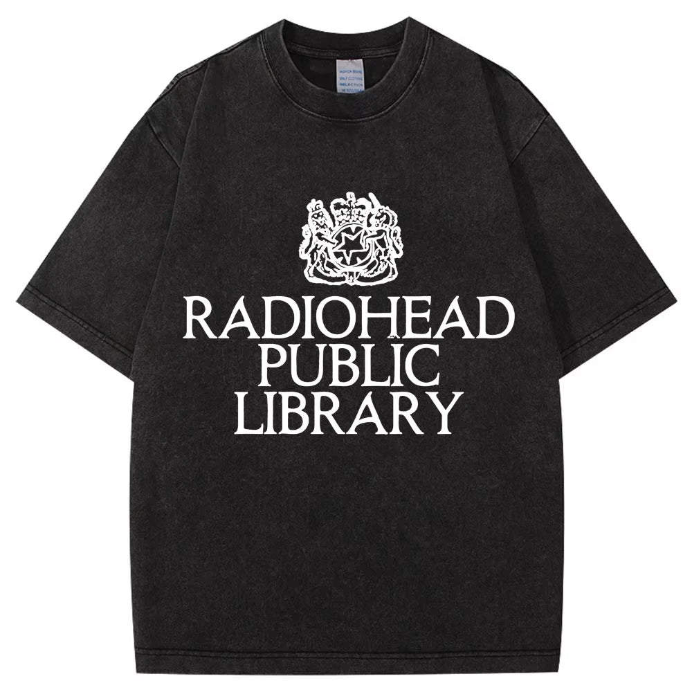 Washed Rock Band Radiohead The Bends Retro Tshirt Men Women Fashion Hip Hop Gothic T Shirt Oversized Cotton Casual Male T-shirts