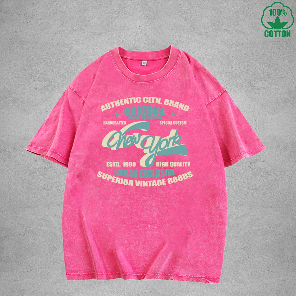 Original Interest Printed Washed T-Shirt 230G Multicolor Loose Trendy Fashionable Cotton Short Sleeve Top