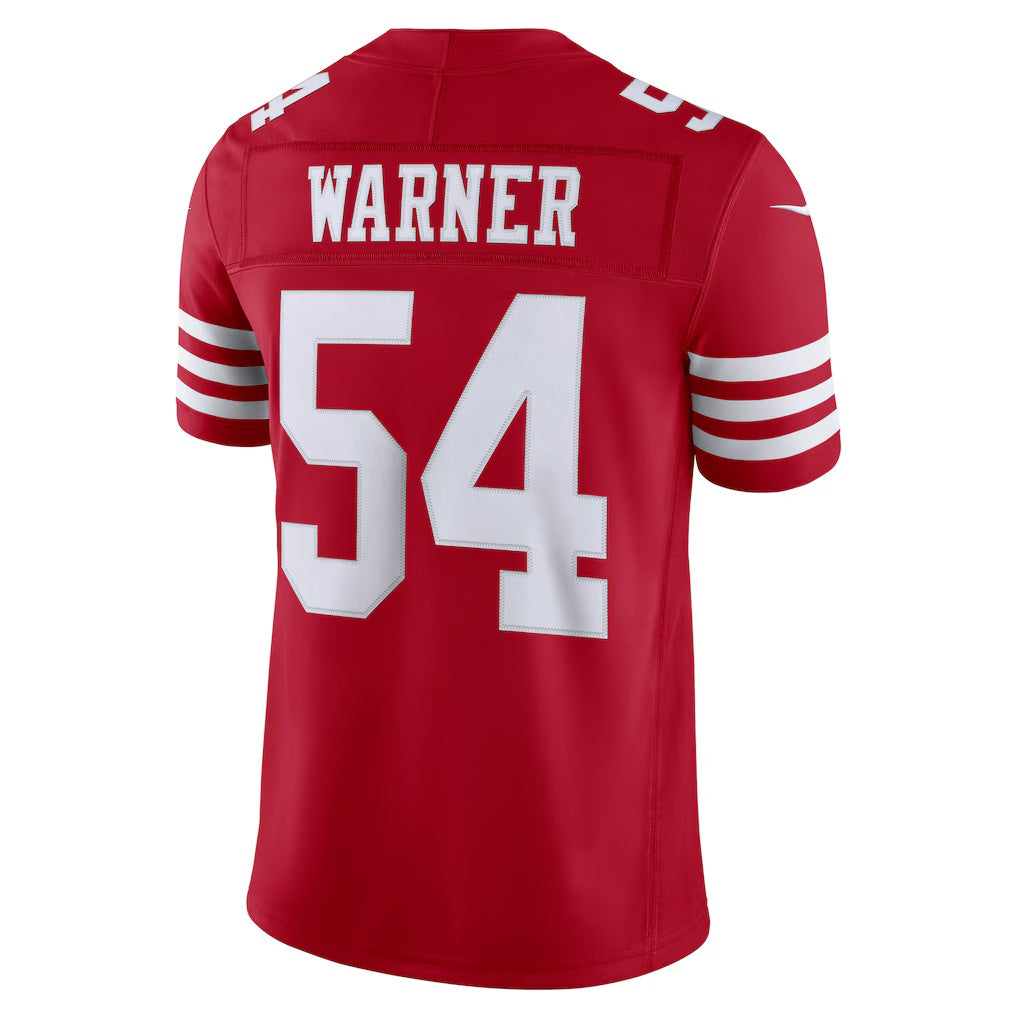 SF.49ers #54 Fred Warner Scarlet Team Vapor F.U.S.E. Limited Stitched Football Jerseys