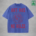 ART HAS NO RULES American Retro 230G Washed T-Shirt Available in Multiple Colors Fashionable Pure Cotton Short Sleeve