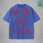 ART HAS NO RULES American Retro 230G Washed T-Shirt Available in Multiple Colors Fashionable Pure Cotton Short Sleeve