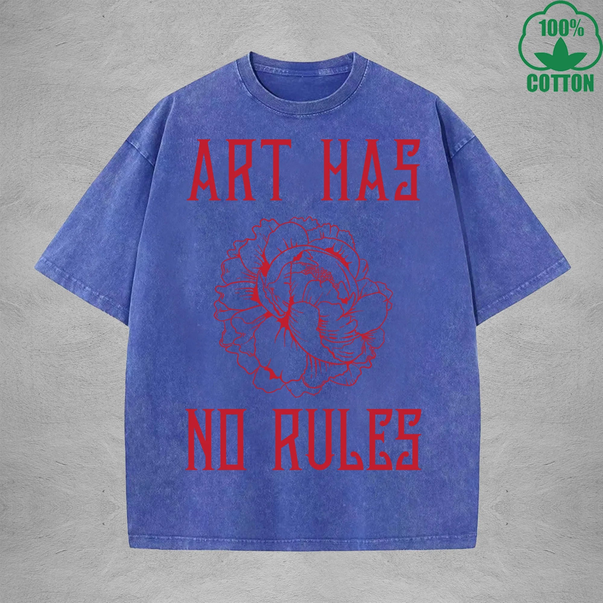 ART HAS NO RULES American Retro 230G Washed T-Shirt Available in Multiple Colors Fashionable Pure Cotton Short Sleeve