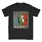Men Women T-Shirts Resist Frogs Portland Frog Stand Strong No Kings in America Since 1776 Cotton Tee Shirt Short Sleeve T Shirts