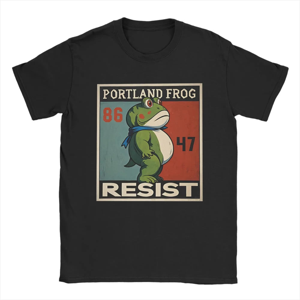 Men Women T-Shirts Resist Frogs Portland Frog Stand Strong No Kings in America Since 1776 Cotton Tee Shirt Short Sleeve T Shirts
