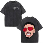 Rapper Bad Bunny Debi Tirar Mas Fotos DTMF Album Washed Vintage T-shirts Men's Fashion Hip Hop Short Sleeves T-shirts Streetwear