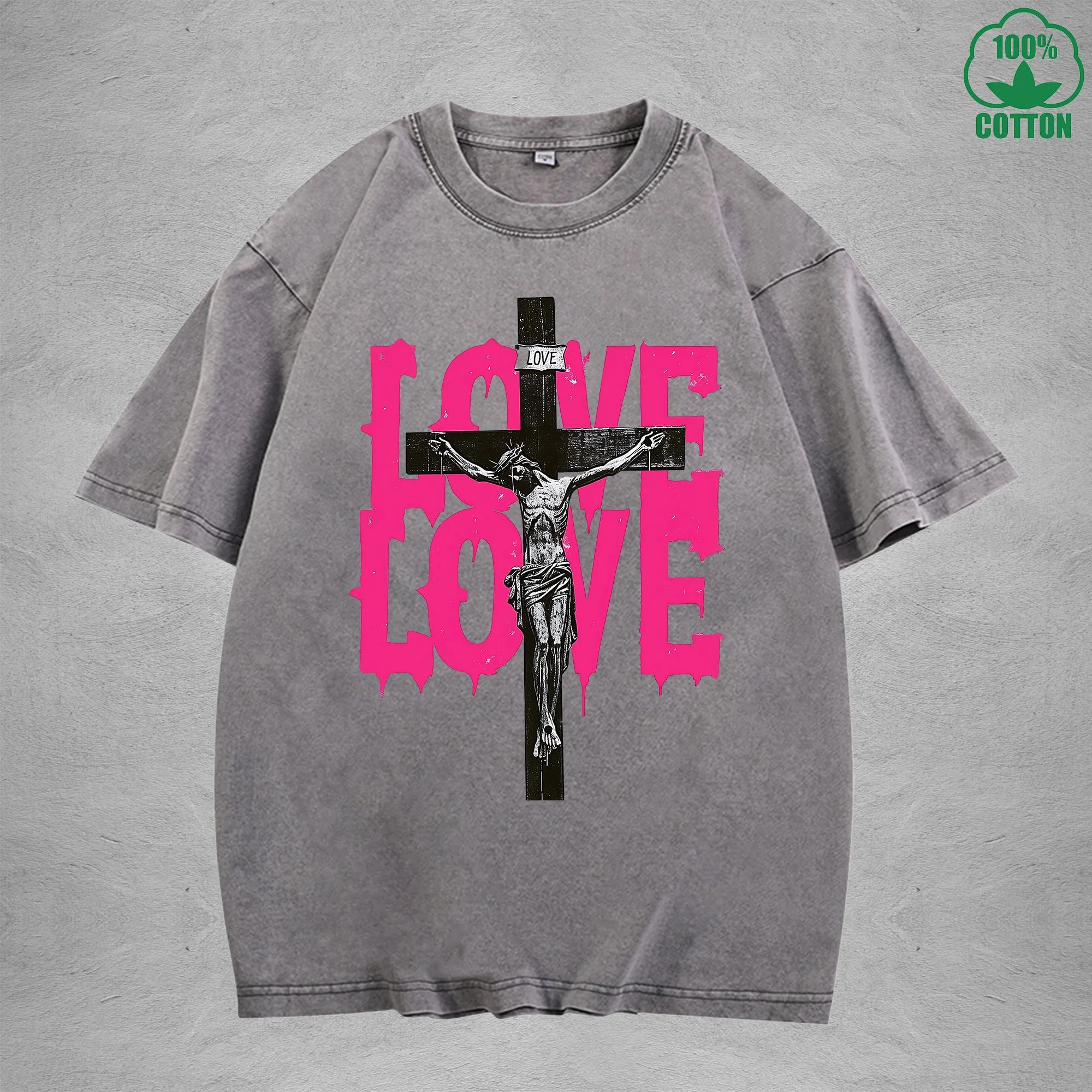 Love American Retro 230G Washed T-Shirt Available in Multiple Colors Fashionable Pure Cotton Short Sleeve