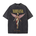 Nirvana rock band men's Retro cotton Washed Tee In Utero album man Women's oversized Y2K distress Tshirt Casual Loose streetwear