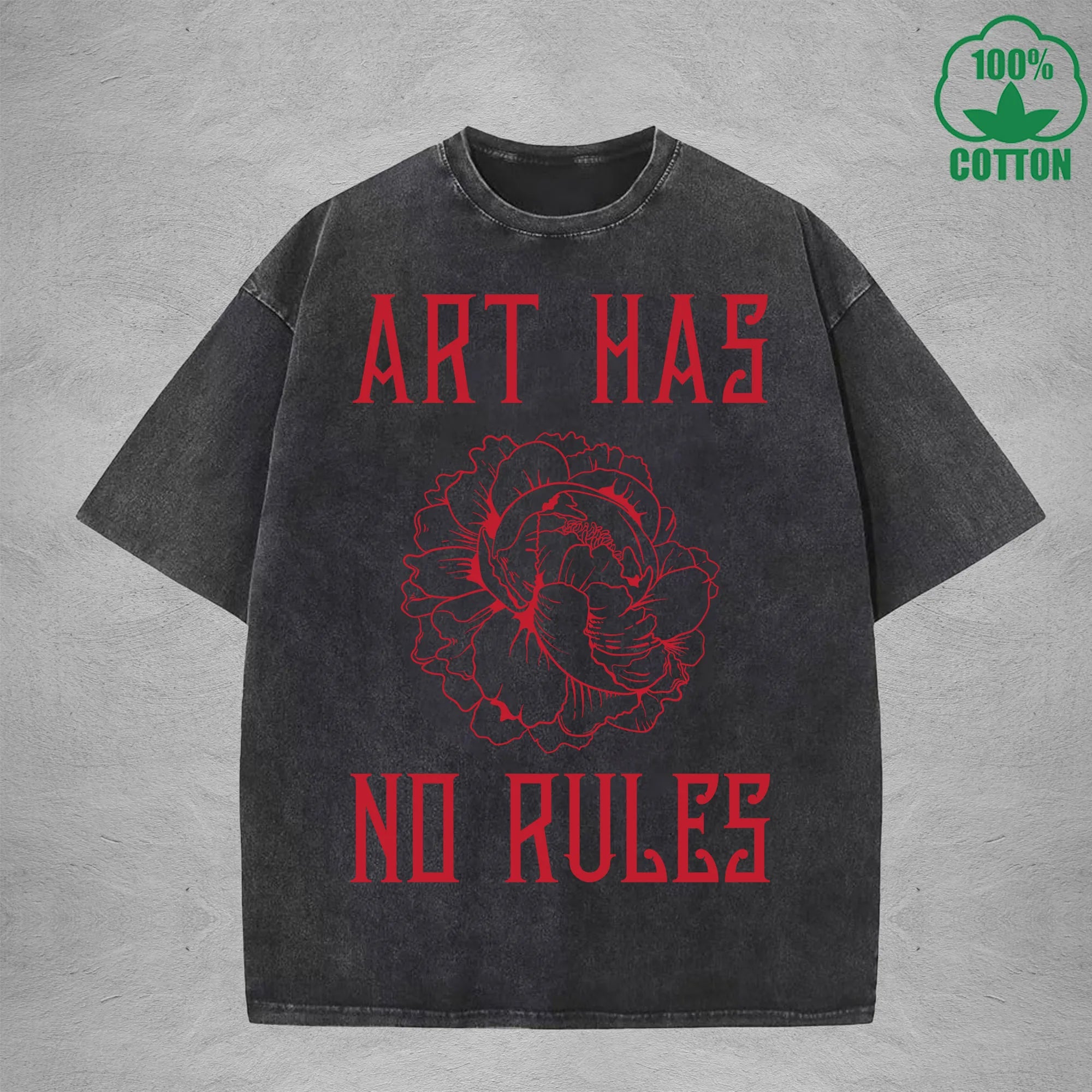 ART HAS NO RULES American Retro 230G Washed T-Shirt Available in Multiple Colors Fashionable Pure Cotton Short Sleeve