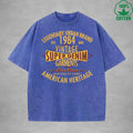 SERIES DENIM Interest Printed Washed T-Shirt 230G Multicolor Loose Trendy Fashionable Cotton Short Sleeve Top