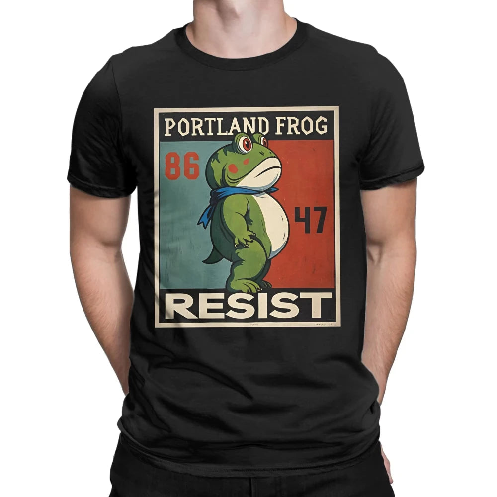 Men Women T-Shirts Resist Frogs Portland Frog Stand Strong No Kings in America Since 1776 Cotton Tee Shirt Short Sleeve T Shirts