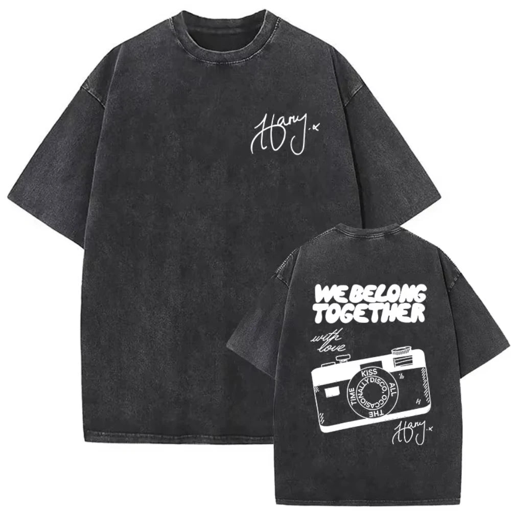 Harry Styles "Together" Tour 2026 Vintage Washed T-Shirt Men Women Pop Music Fashion Oversized Cotton Graphic TShirts Streetwear