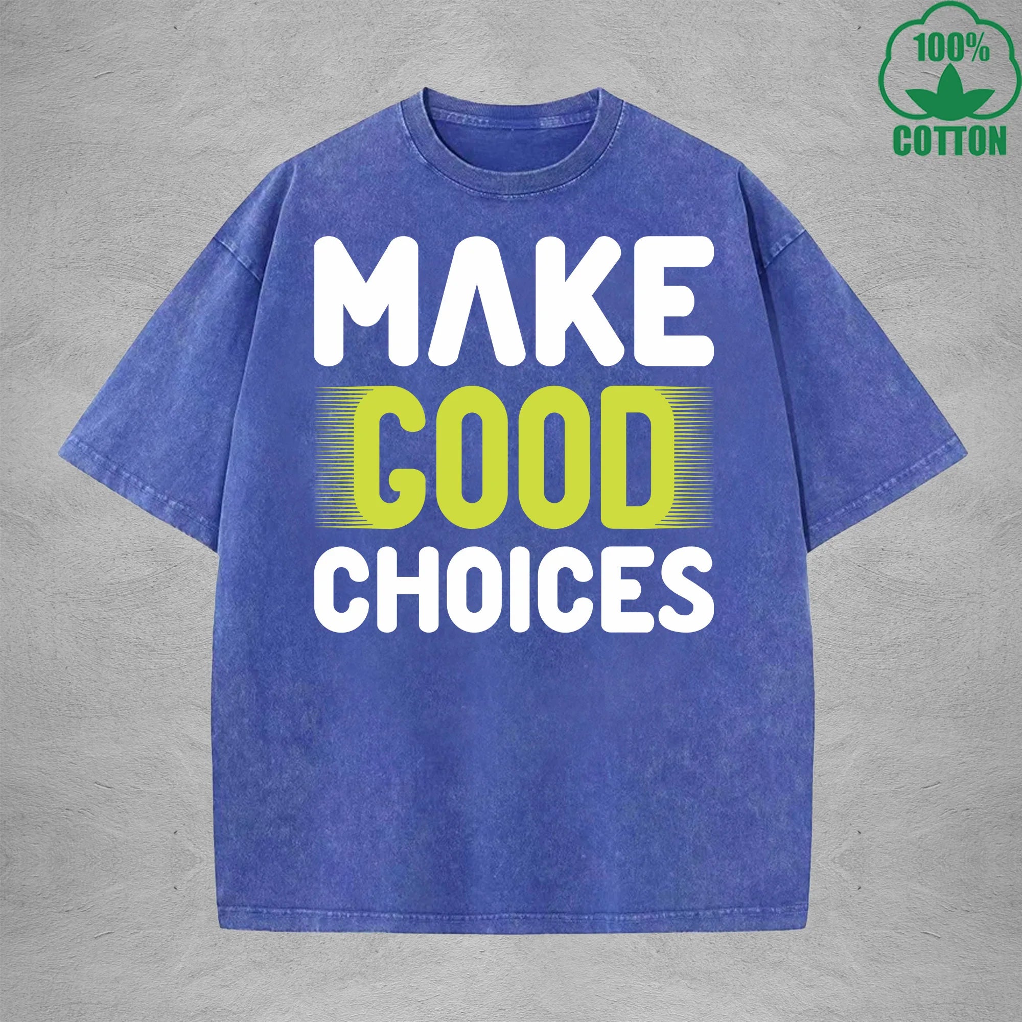 Good Choices Multicolor Interest Printed Washed T-Shirt 230G Loose Trendy Fashionable Cotton Short Sleeve Top