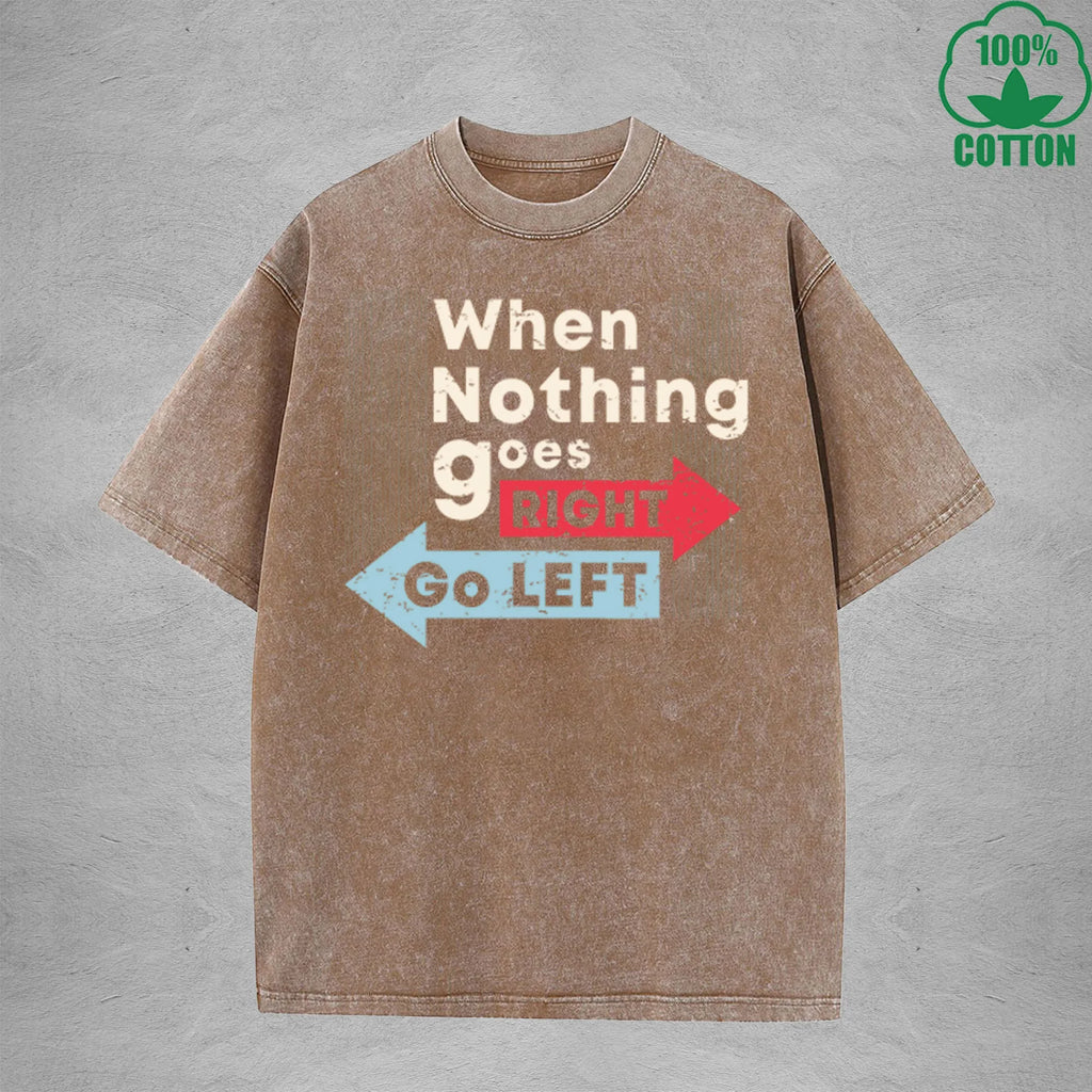 When Nothing Interest Printed Washed T-Shirt 230G Multicolor Loose Trendy Fashionable Cotton Short Sleeve Top