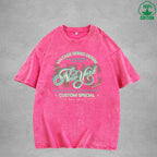 SERIES DENIM Interest Printed Washed T-Shirt 230G Multicolor Loose Trendy Fashionable Cotton Short Sleeve Top