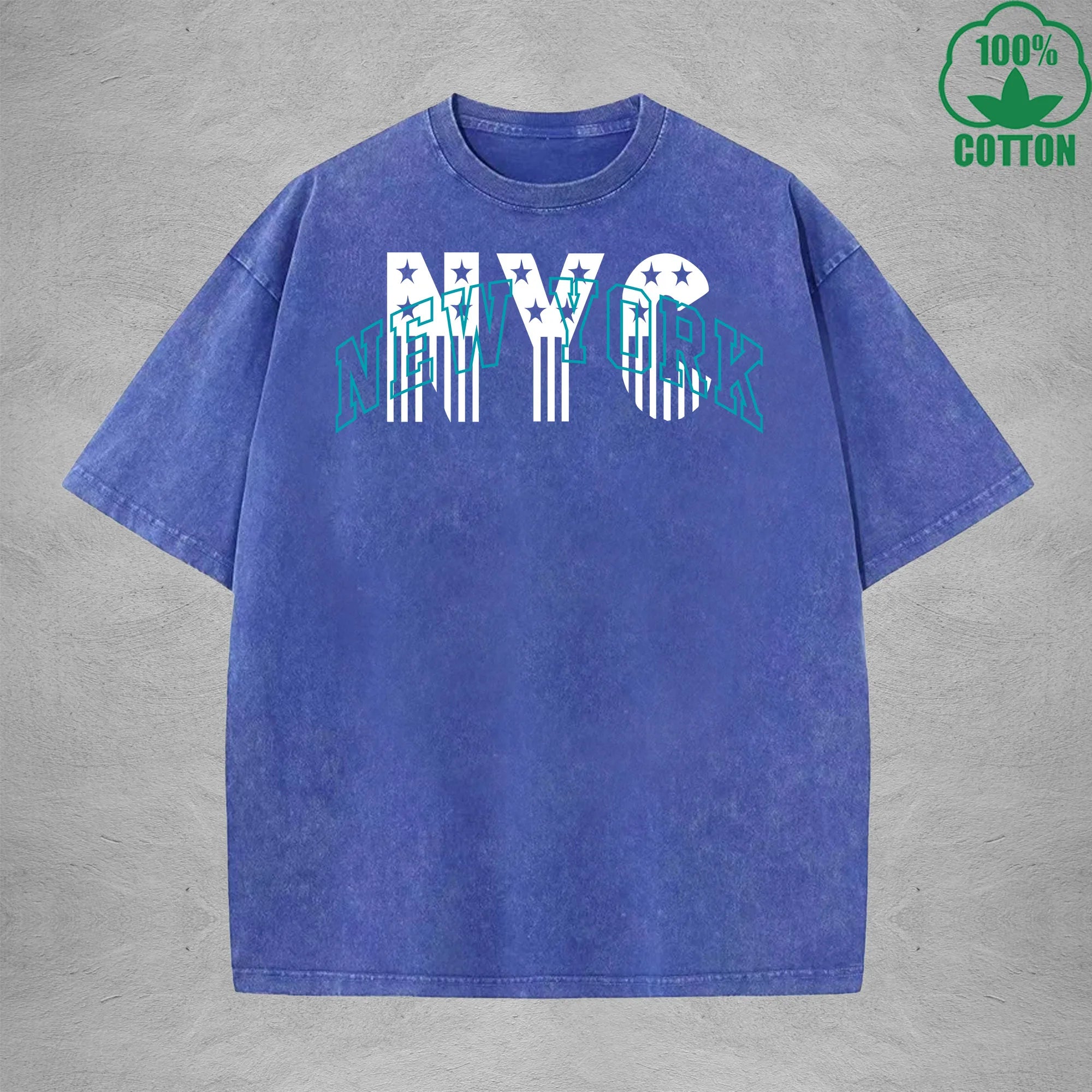 New York American Retro 230G Washed T-Shirt Available in Multiple Colors Fashionable Pure Cotton Short Sleeve