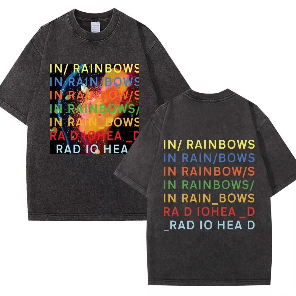 Washed Rock Band Radiohead The Bends Retro Tshirt Men Women Fashion Hip Hop Gothic T Shirt Oversized Cotton Casual Male T-shirts