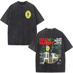 Rapper Bad Bunny Debi Tirar Mas Fotos DTMF Album Washed Vintage T-shirts Men's Fashion Hip Hop Short Sleeves T-shirts Streetwear