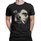 Dog Smoking Cigarette Funny Chihuahua Meme T-Shirts Summer Popular T Shirts Male Cotton Oversized Tees Short Sleeve Funny Tops