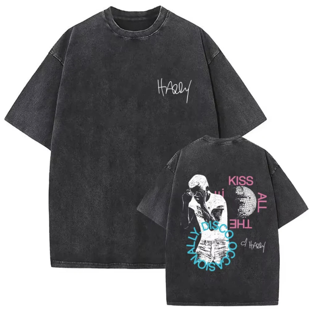 Harry Styles "Together" Tour 2026 Vintage Washed T-Shirt Men Women Pop Music Fashion Oversized Cotton Graphic TShirts Streetwear