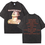 Washed Rock Band Radiohead The Bends Retro Tshirt Men Women Fashion Hip Hop Gothic T Shirt Oversized Cotton Casual Male T-shirts