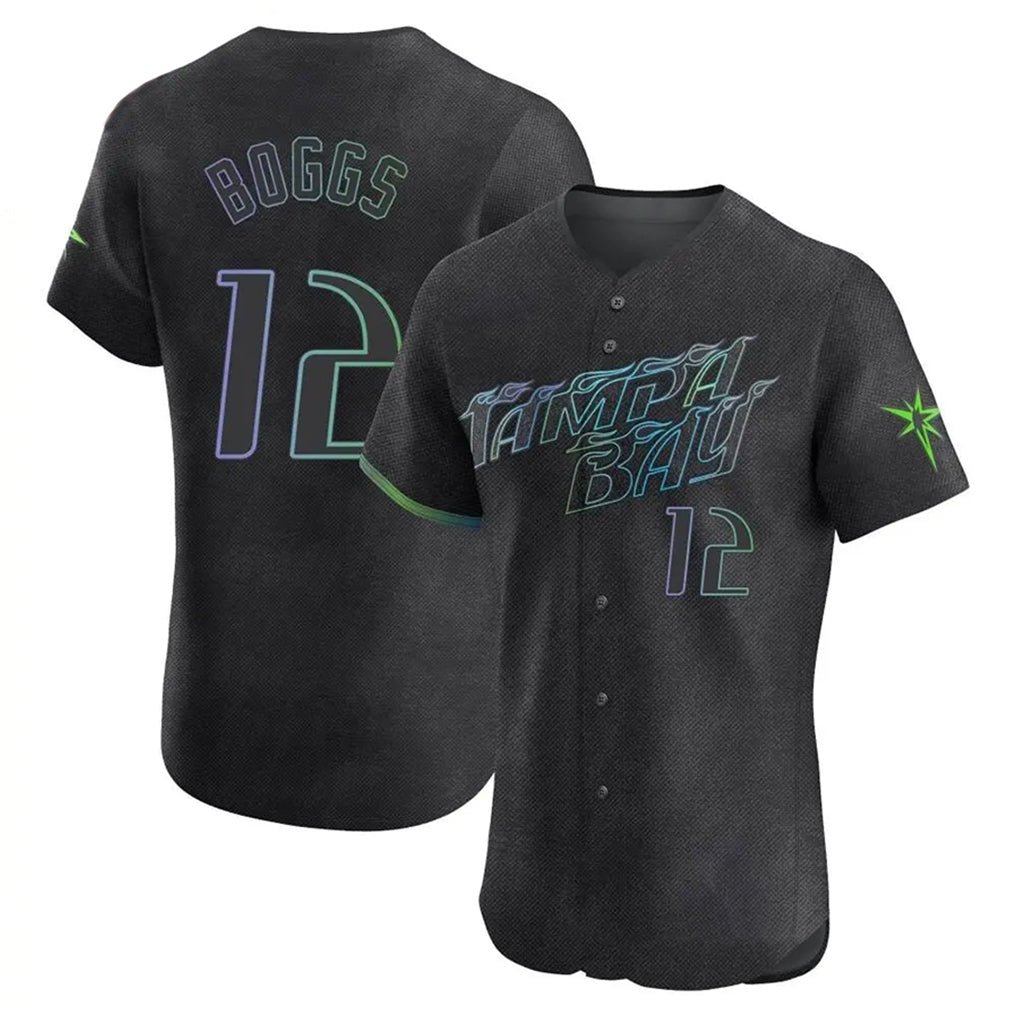 Tampa Bay Rays #12 Wade Boggs Player Black City Connect Home Limited Elite Stitched Baseball Jersey