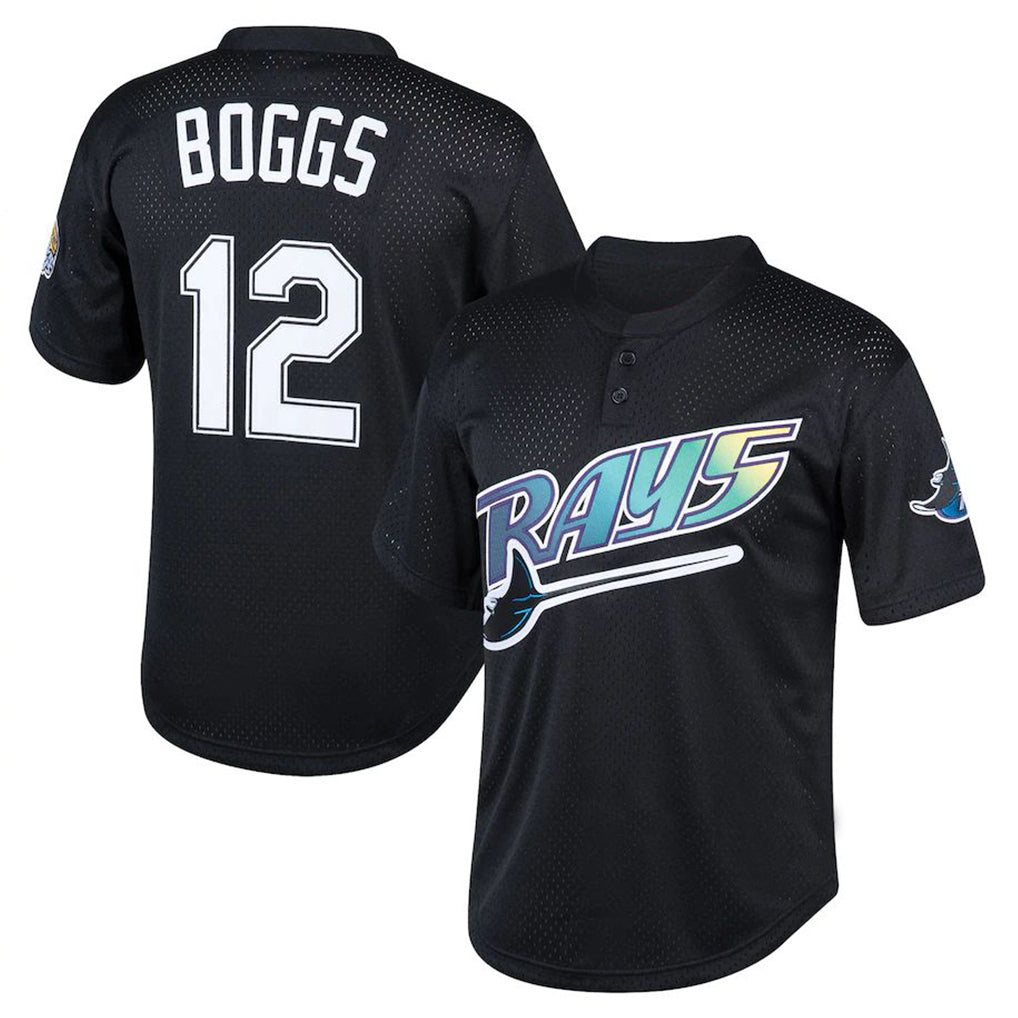 Tampa Bay Rays #12 Wade Boggs Player Black Mitchell & Ness Cooperstown Collection Mesh Batting Practice Stitched Baseball Jersey