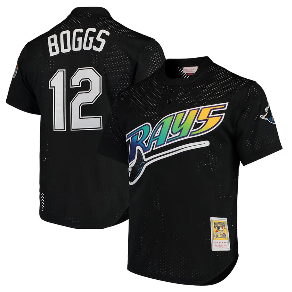 Tampa Bay Rays #12 Wade Boggs Player Black Mitchell & Ness Cooperstown Replica Stitched Baseball Jersey