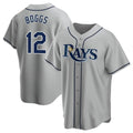 Tampa Bay Rays #12 Wade Boggs Player Gray Home Game Stitched Baseball Jersey