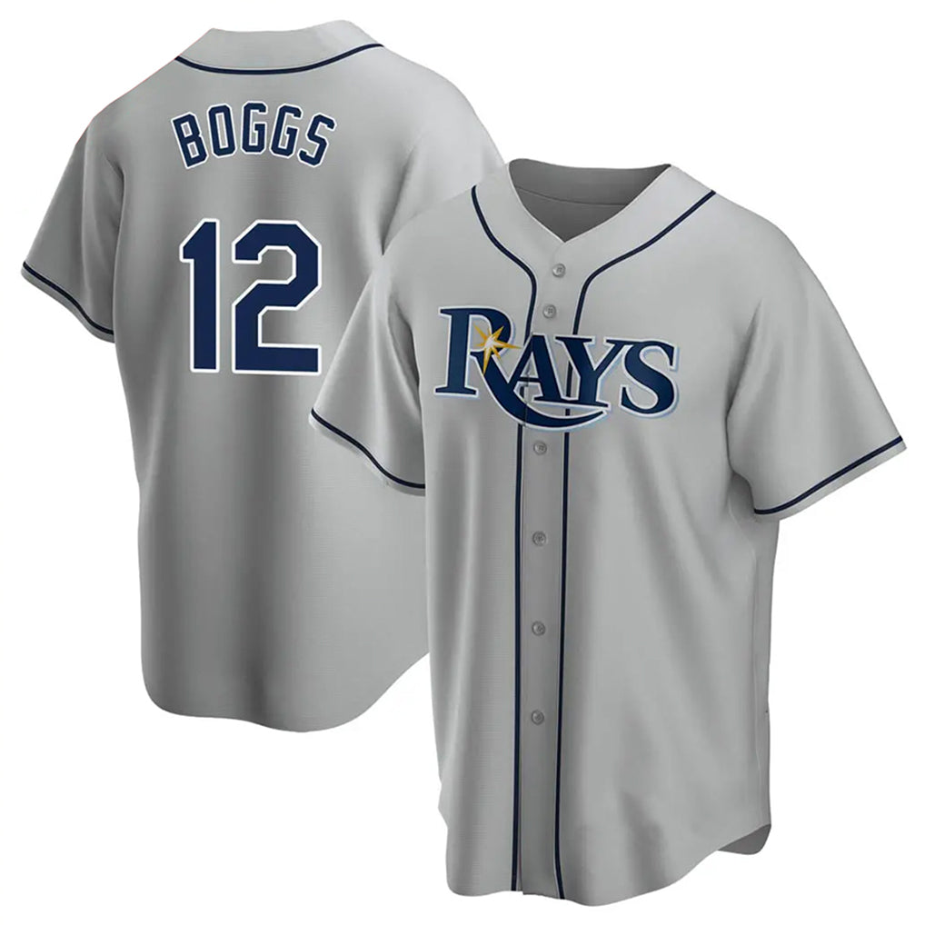 Tampa Bay Rays #12 Wade Boggs Player Gray Home Game Stitched Baseball Jersey
