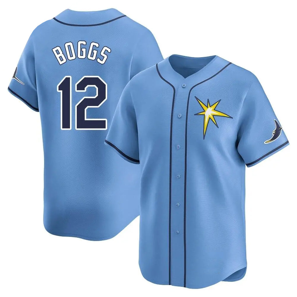 Tampa Bay Rays #12 Wade Boggs Player Light Blue Home Limited Stitched Baseball Jersey