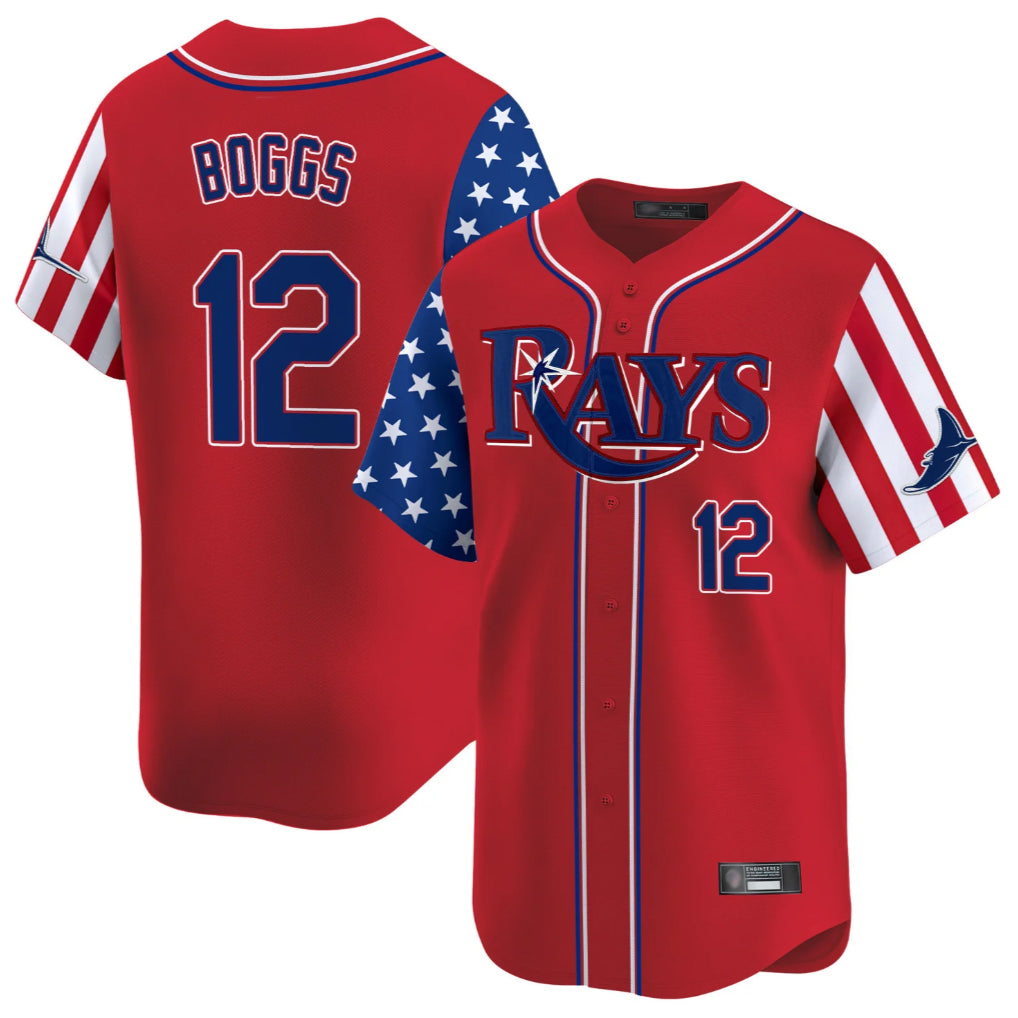 Tampa Bay Rays #12 Wade Boggs Player Red 2025 Independence Day Vapor Premier Limited Stitched Baseball Jersey