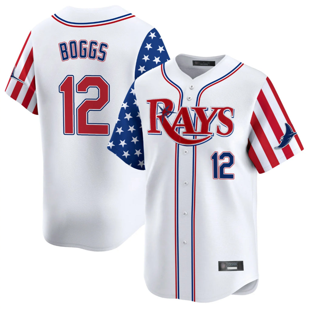 Tampa Bay Rays #12 Wade Boggs Player White 2025 Independence Day Vapor Premier Limited Stitched Baseball Jersey