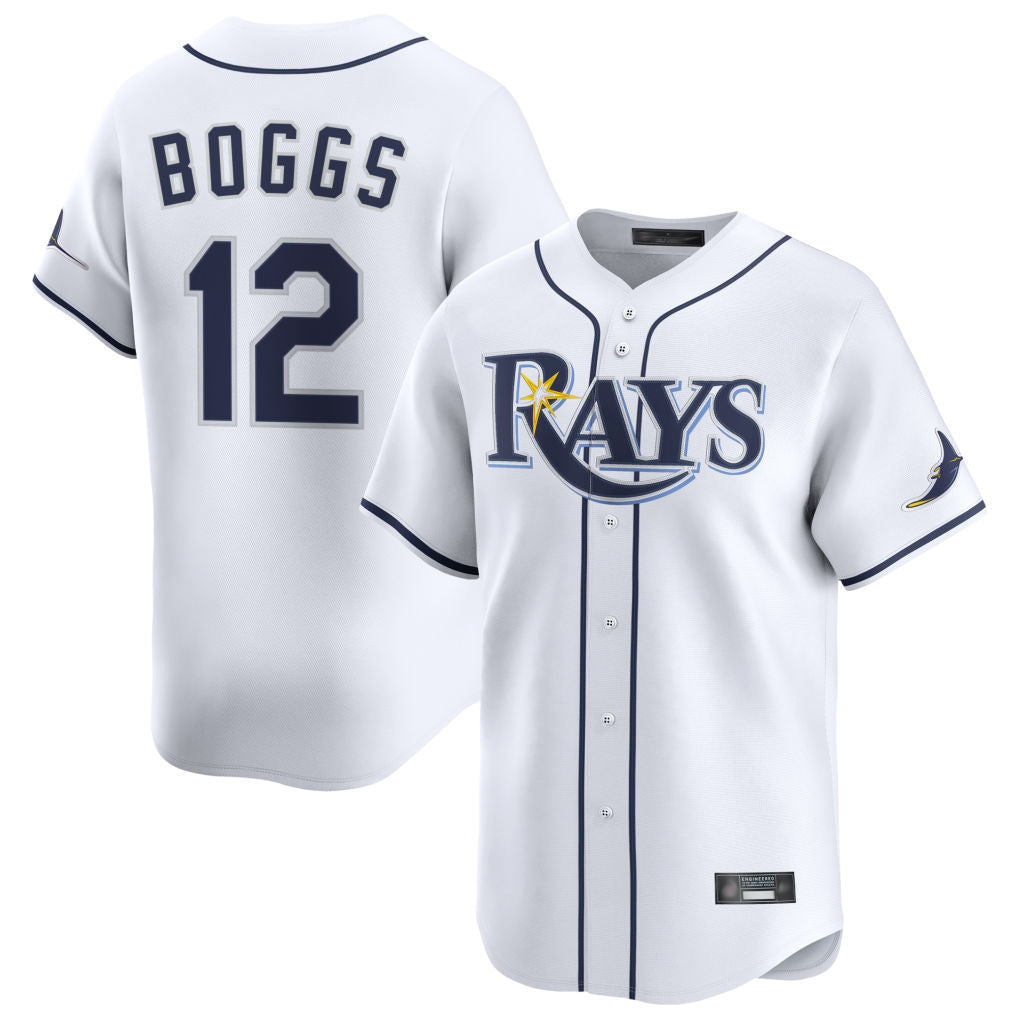 Tampa Bay Rays #12 Wade Boggs Player White Home Limited Stitched Baseball Jersey