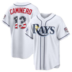 Tampa Bay Rays #13 Junior Caminero 2026 All-Star Edition Stars & Stripes White Stadium  Stitched Baseball Jersey