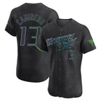Tampa Bay Rays #13 Junior Caminero Player Black City Connect Home Limited Elite Stitched Baseball Jersey