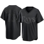 Tampa Bay Rays #13 Junior Caminero Player Black Home Game Stitched Baseball Jersey