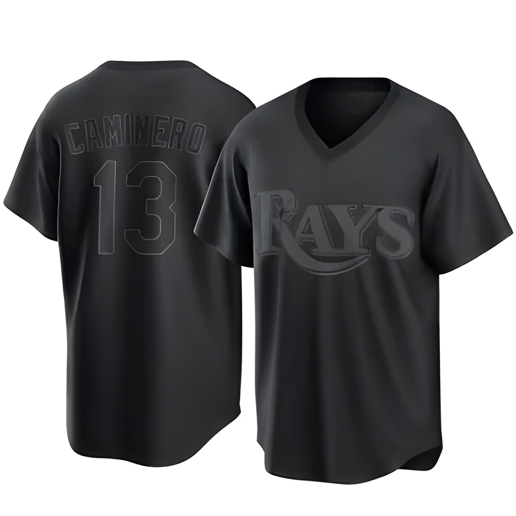 Tampa Bay Rays #13 Junior Caminero Player Black Home Game Stitched Baseball Jersey