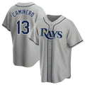 Tampa Bay Rays #13 Junior Caminero Player Gray Home Game Stitched Baseball Jersey