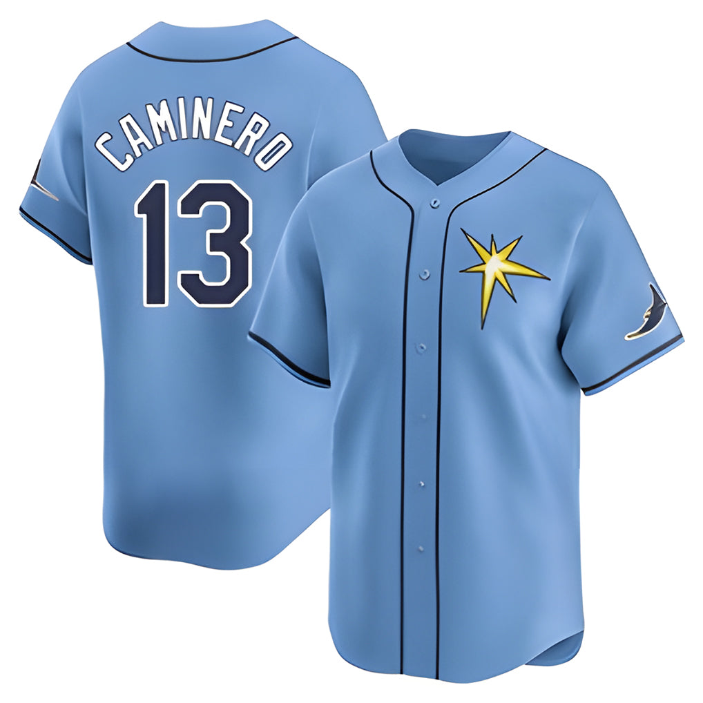 Tampa Bay Rays #13 Junior Caminero Player Light Blue Home Limited Stitched Baseball Jersey