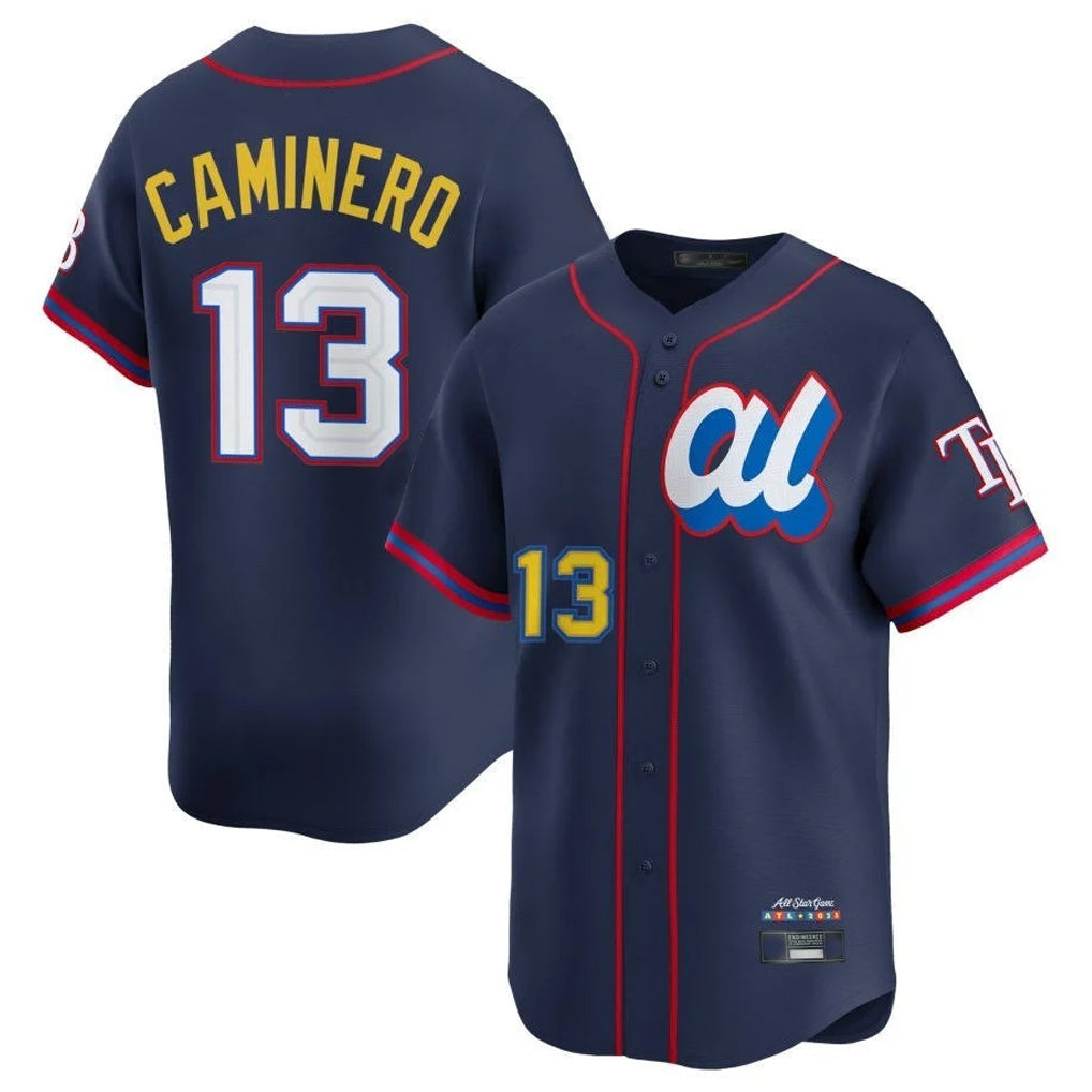 Tampa Bay Rays #13 Junior Caminero Player Navy All-star Limited Stitched Baseball Jersey