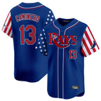 Tampa Bay Rays #13 Junior Caminero Player Royal 2025 Independence Day Vapor Premier Limited Stitched Baseball Jersey