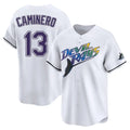 Tampa Bay Rays #13 Junior Caminero Player White City Connect Home Stitched Baseball Jersey