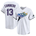 Tampa Bay Rays #13 Junior Caminero Player White City Connect Home Stitched Baseball Jersey